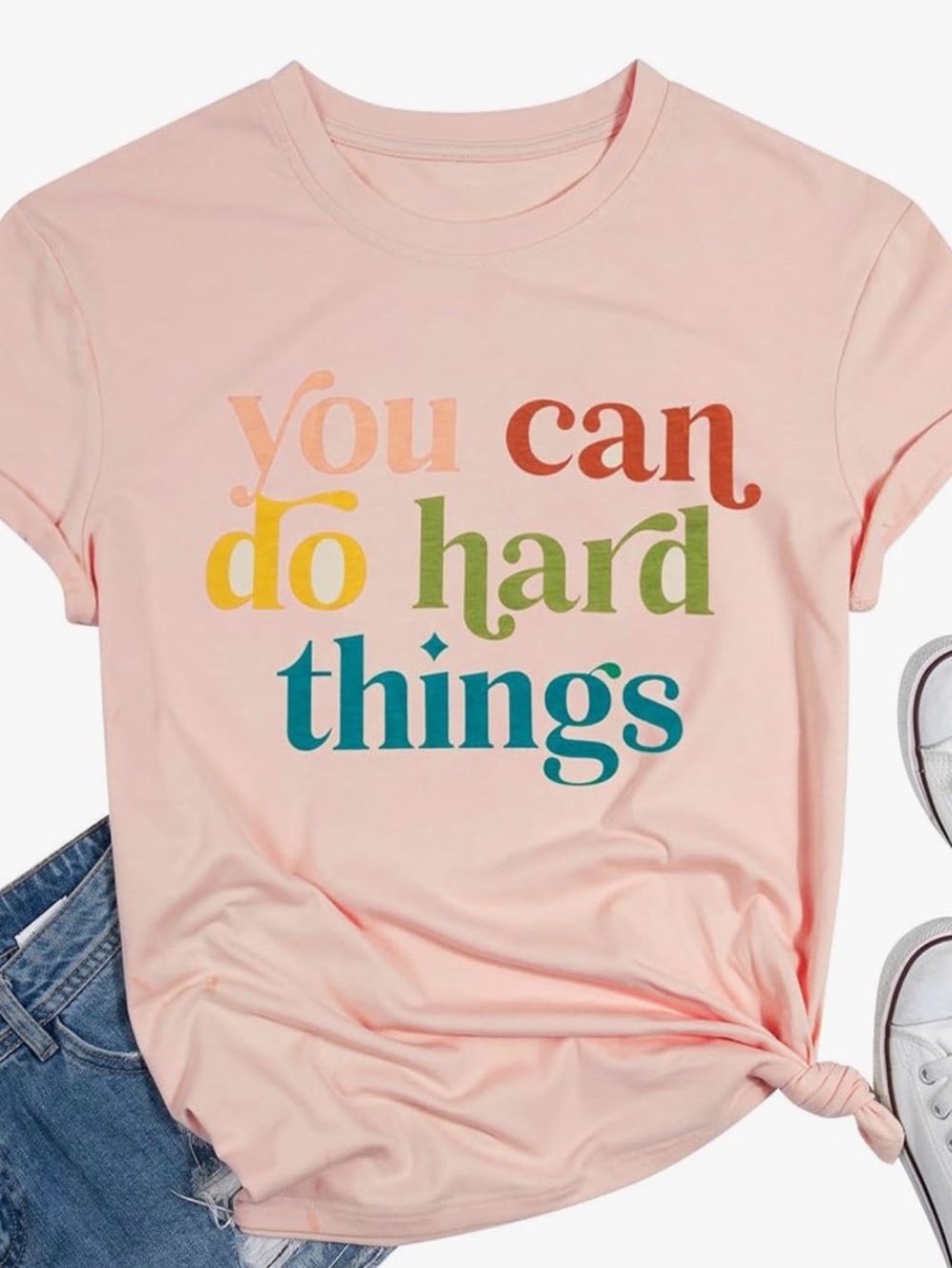 You Can Do Hard Things Pink Inspirational Teacher Graphic Tee